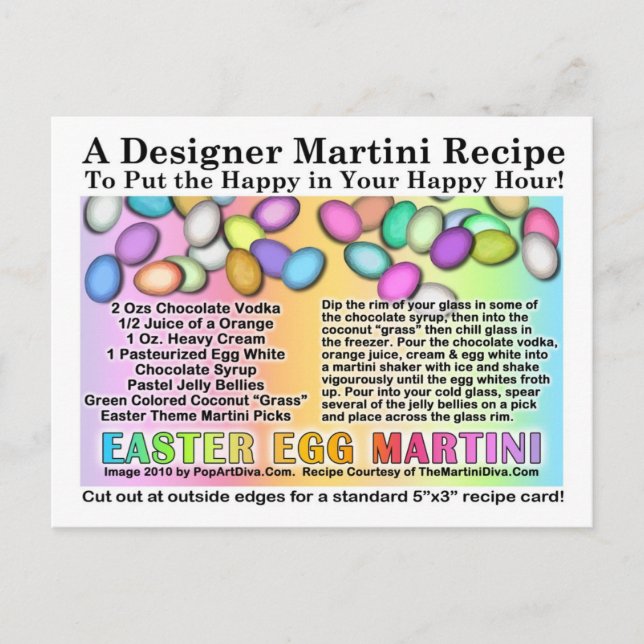 Easter Egg Martini Recipe Card Postcard (Front)