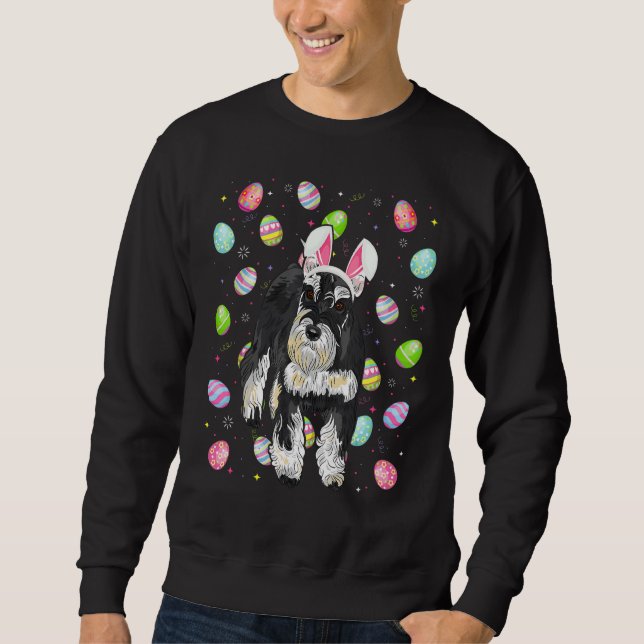 Easter Egg   Miniature Schnauzer Dog Easter Sunday Sweatshirt (Front)