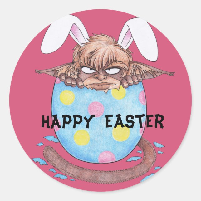 Easter Egg Monkey Gnome Classic Round Sticker (Front)