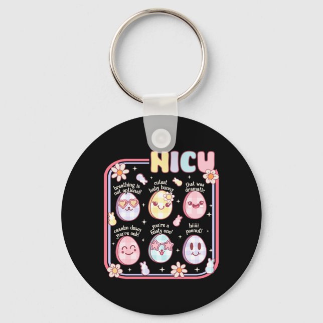 Easter Egg NICU Nurse Groovy Neonatal Intensive Key Ring (Front)