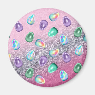 Easter Egg Pink Purple Tie Dye Glitter Glam Magnet