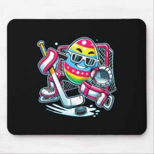 Easter Egg Playing Hockey Goalie Bunny Toddlers Ki Mouse Pad
