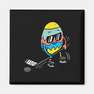 Easter Egg Playing Ice Hockey Cute Sports Men Boys Magnet