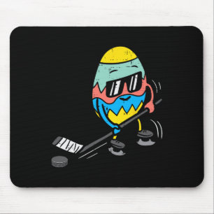 Easter Egg Playing Ice Hockey Cute Sports Men Boys Mouse Pad
