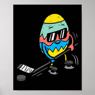 Easter Egg Playing Ice Hockey Cute Sports Men Boys Poster