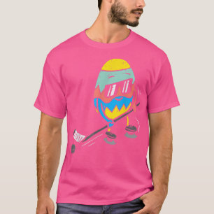 Easter Egg Playing Ice Hockey Cute Sports Men Boys T-Shirt