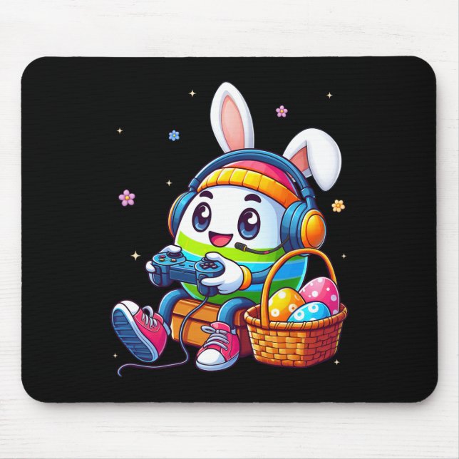 Easter Egg Playing Video Game For Gamer Boys Men T Mouse Pad (Front)