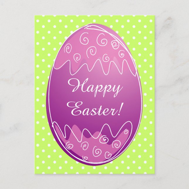 Easter egg postcards with white polka dots pattern (Front)