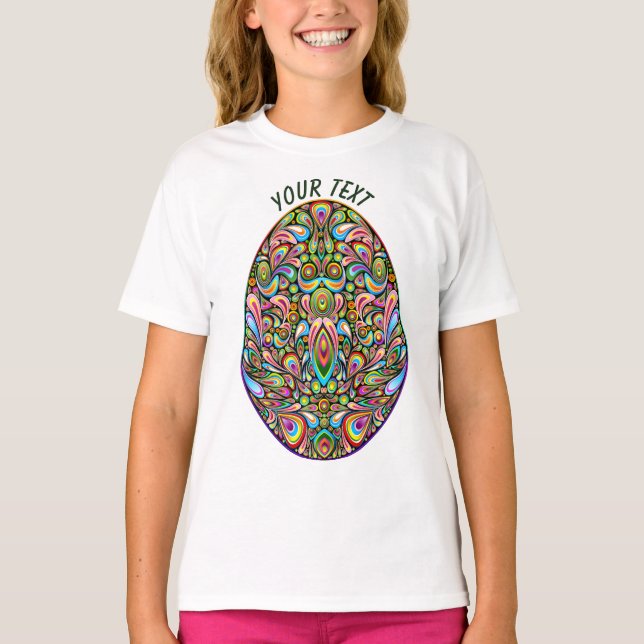 Easter Egg Psychedelic Design Kids Organic T-Shirt (Front)