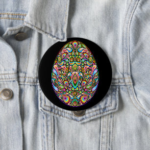 Easter Egg Psychedelic Design Kids Organic T-Shirt 10 Cm Round Badge