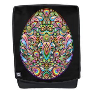 Easter Egg Psychedelic Design Kids Organic T-Shirt Backpack
