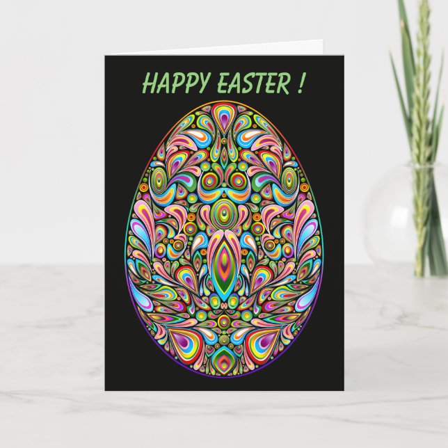 Easter Egg Psychedelic Design Kids Organic T-Shirt Card (Front)