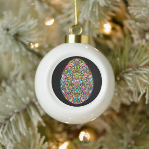 Easter Egg Psychedelic Design Kids Organic T-Shirt Ceramic Ball Christmas Ornament