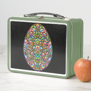 Easter Egg Psychedelic Design Kids Organic T-Shirt Metal Lunch Box