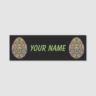 Easter Egg Psychedelic Design Kids Organic T-Shirt Name Tag