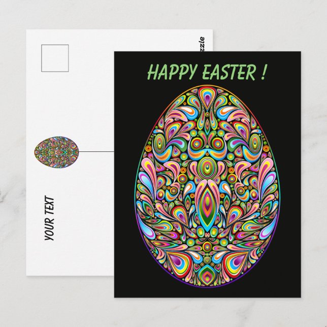 Easter Egg Psychedelic Design Kids Organic T-Shirt Postcard (Front/Back)