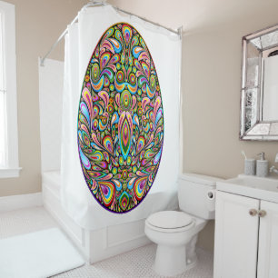 Easter Egg Psychedelic Design Kids Organic T-Shirt Shower Curtain