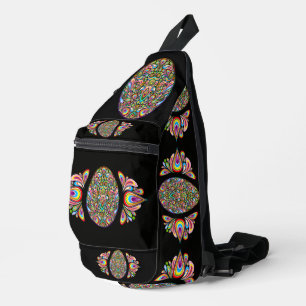 Easter Egg Psychedelic Design Kids Organic T-Shirt Sling Bag