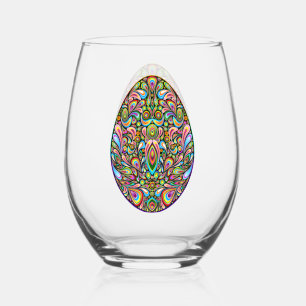 Easter Egg Psychedelic Design Kids Organic T-Shirt Stemless Wine Glass