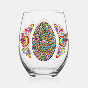 Easter Egg Psychedelic Design Kids Organic T-Shirt Stemless Wine Glass