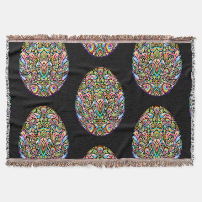 Easter Egg Psychedelic Design Kids Organic T-Shirt Throw Blanket (Front)