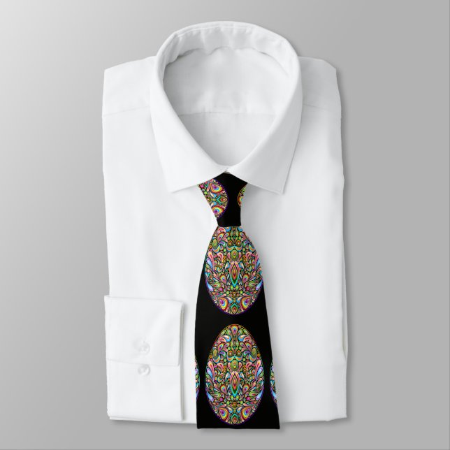 Easter Egg Psychedelic Design Kids Organic T-Shirt Tie (Tied)