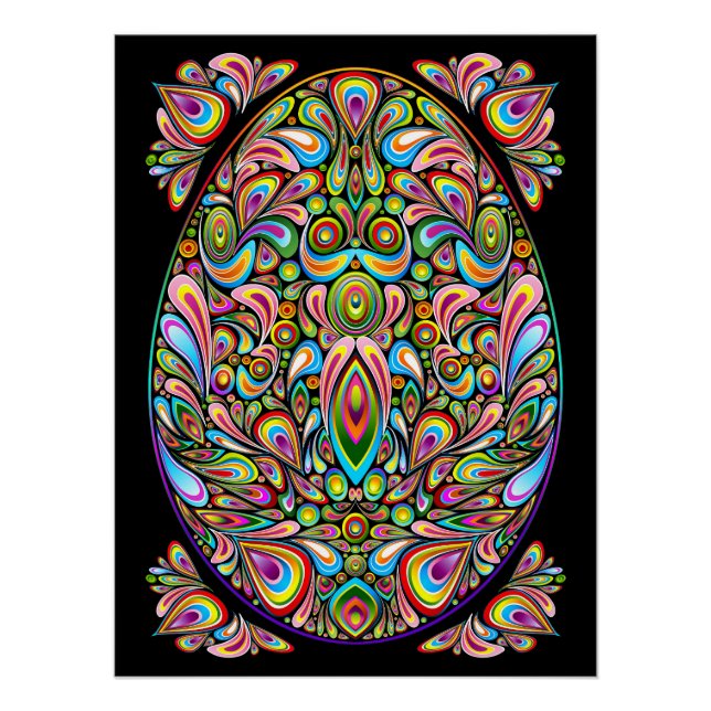 Easter Egg Psychedelic Design Poster (Front)