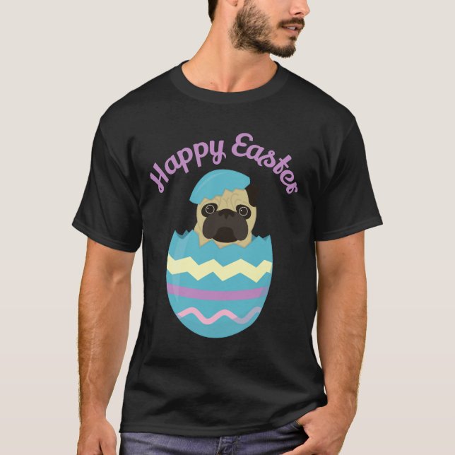 Easter Egg Pug Relaxed Fit  167 T-Shirt (Front)