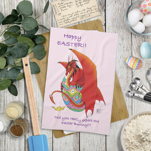 Easter Egg Red Dragon Tea Towel