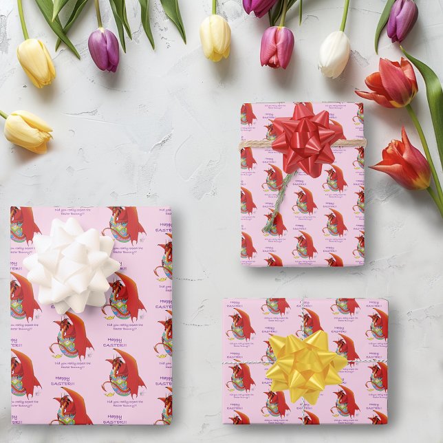 Easter Egg Red Dragon Wrapping Paper Sheet (Creator Uploaded)