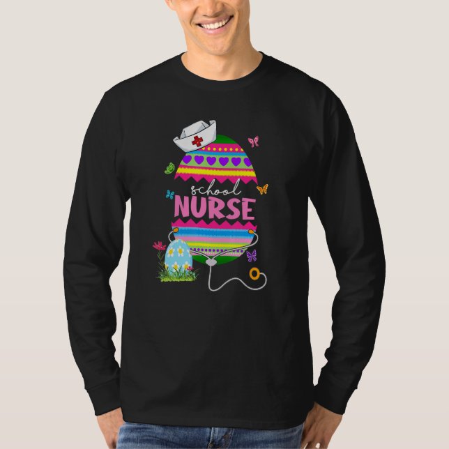 Easter Egg School Nurse Bunny Stethoscope Easter C T-Shirt (Front)