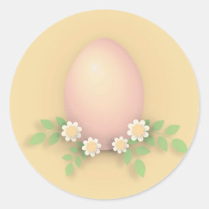 Easter egg soft pastel yellow and pink classic round sticker
