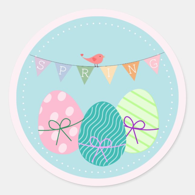 Easter Egg Springtime Lavender Blush Large Classic Round Sticker (Front)