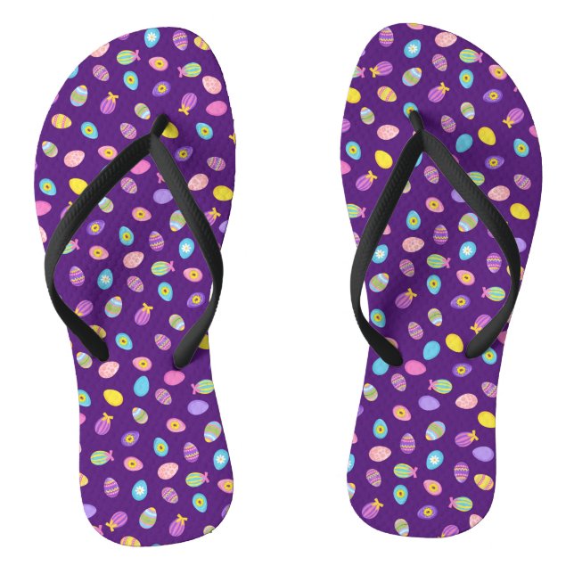 Easter Egg Style Purple Background Art Pattern Jandals (Footbed)