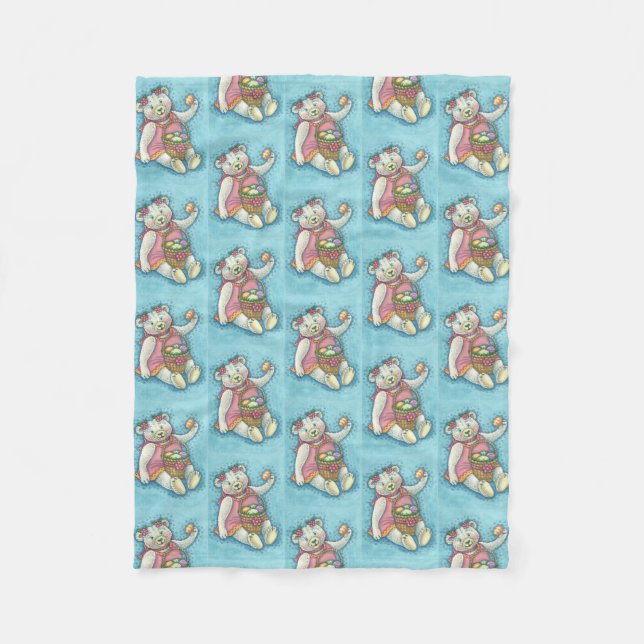 EASTER EGG TEDDY BEAR FLEECE BLANKET SM (Front)