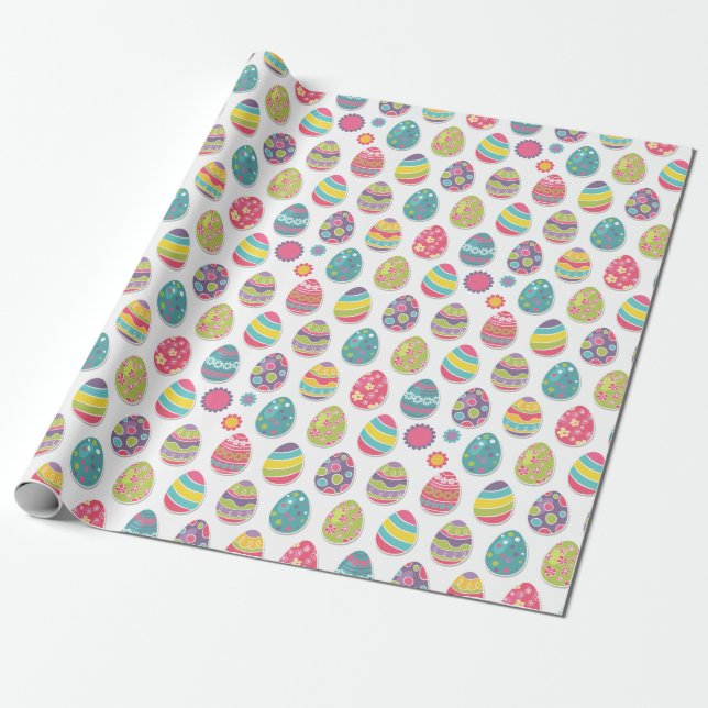 Easter Egg Themed Wrapping Paper (Unrolled)