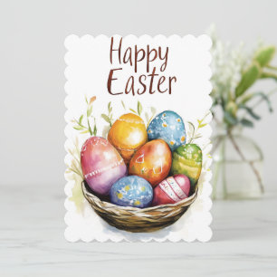 Easter Egg Watercolor Cute Simple Holiday Card