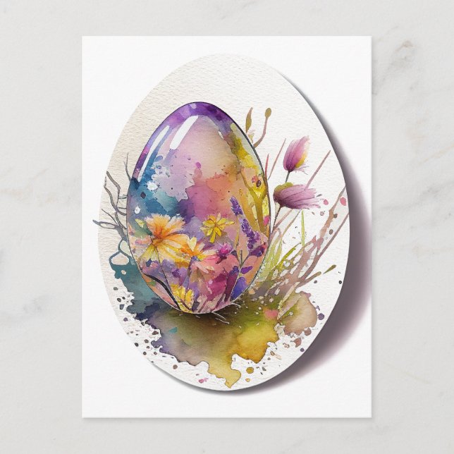 Easter egg watercolor holiday card (Front)