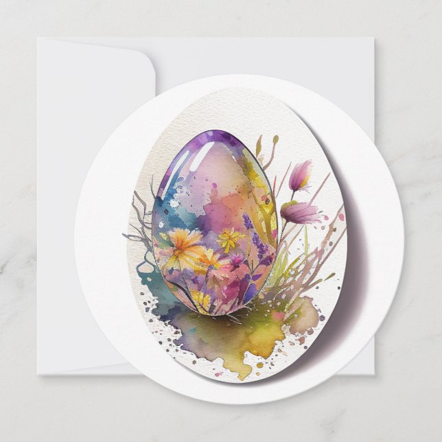 Easter egg watercolor holiday card (Front)
