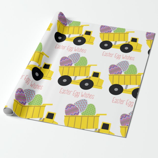 Easter Egg Wishes Wrapping Paper (Unrolled)