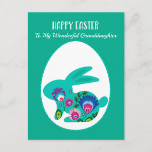 Easter Egg with Bunny minty green Custom Postcard