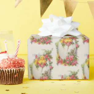 Easter Egg with Chicks and Roses Wrapping Paper