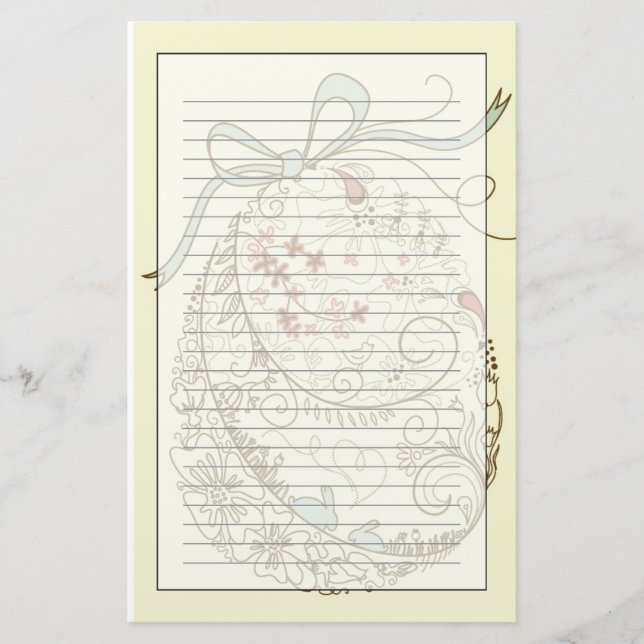 Easter Egg with Floral Elements Stationery (Front)
