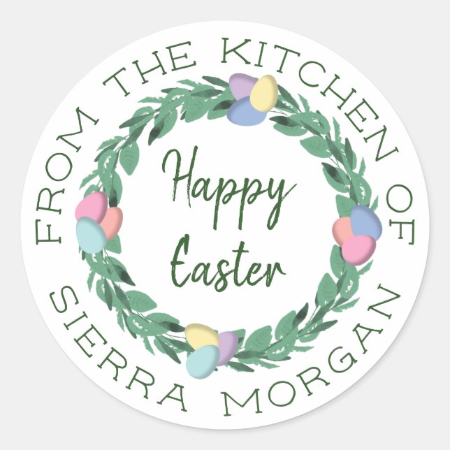 Easter Egg Wreath From The Kitchen Of Treats Label (Front)