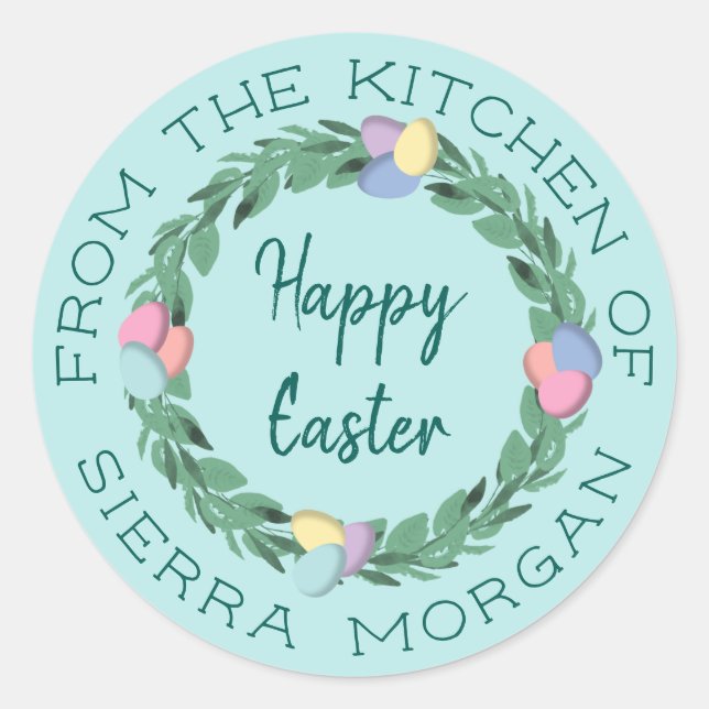 Easter Egg Wreath From The Kitchen Of Treats Label (Front)