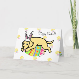 Easter Egg Yellow Labrador Cartoon Holiday Card