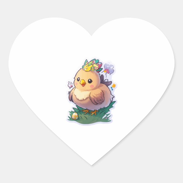 Easter Egger Chicken Cute Heart Sticker (Front)