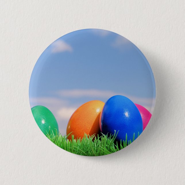easter eggs 6 cm round badge (Front)