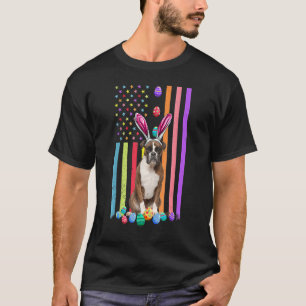 Easter Eggs American Flag Boxer Dog T-Shirt
