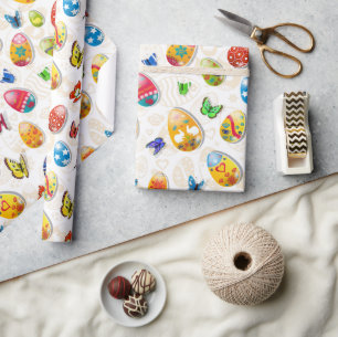 Easter Eggs And Butterflies Wrapping Paper